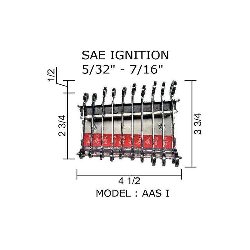 SAE Ignition 5/32" to 7/16" Model Number: AAS I - Wrench Holder
