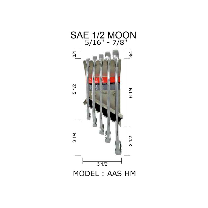 SAE 1/2 Moon 3/8" to 3/4" Model Number: AAS HM - Wrench Holder