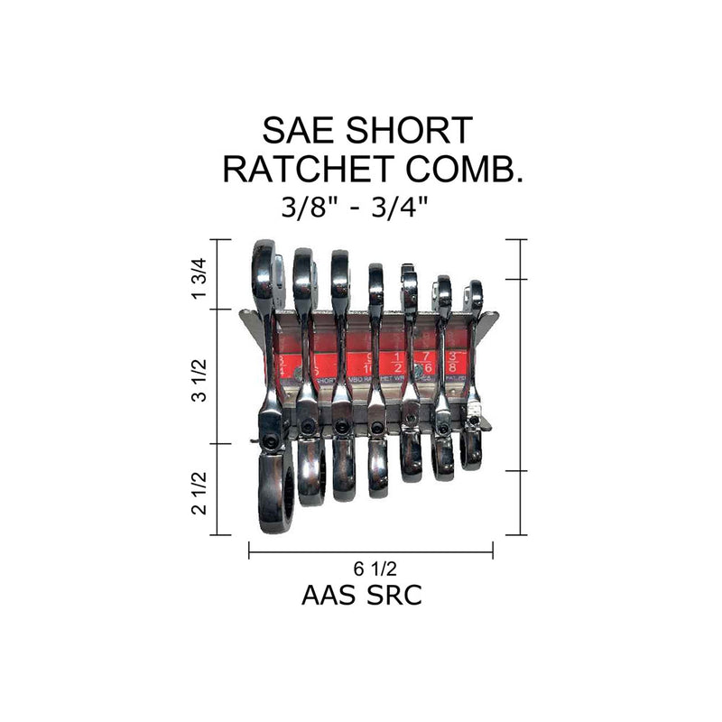 SAE Short Ratchet Combination 3/8" to 3/4" Model Number: AAS SRC - Wrench Holder