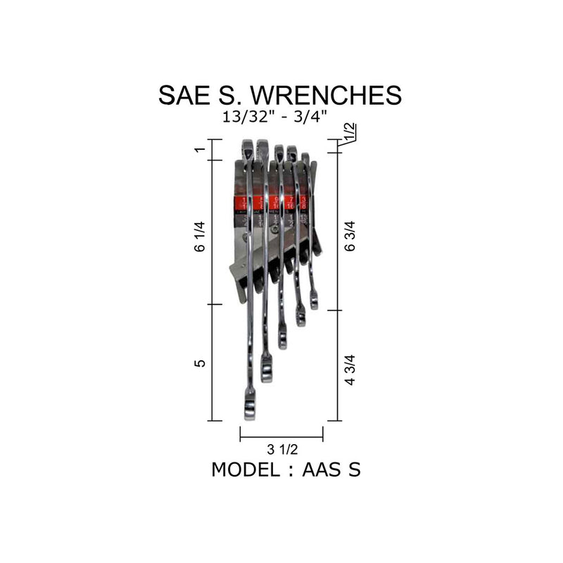 SAE S Wrenches 13/32" to 3/4" Model Number: AAS S - Wrench Holder