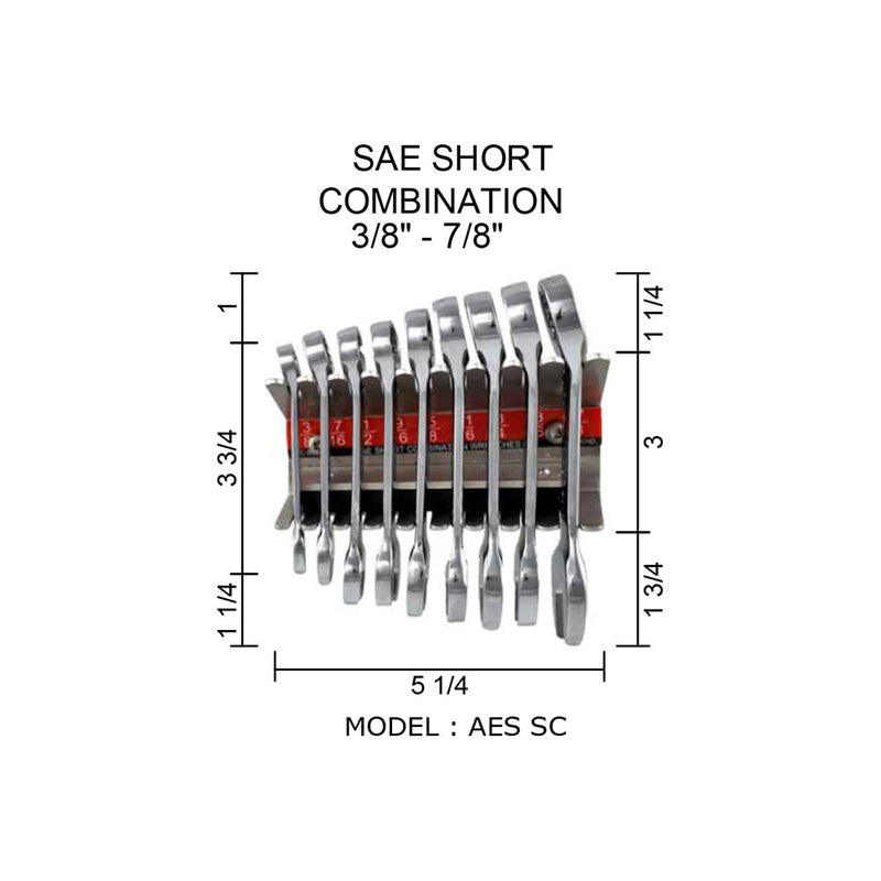 SAE Short Combination 3/8" to 7/8" Model Number: AES SC - Wrench Holder
